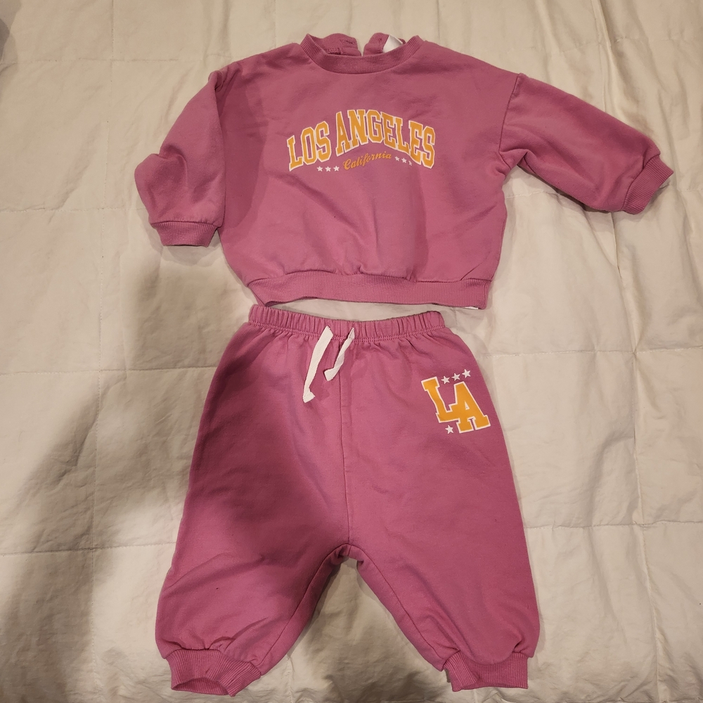 PL BABY BY PETIT LEM "Los Angeles" Joggers Set PINK 9M